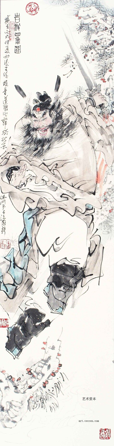 钟馗四条屏之一 06年134x33. (2)
